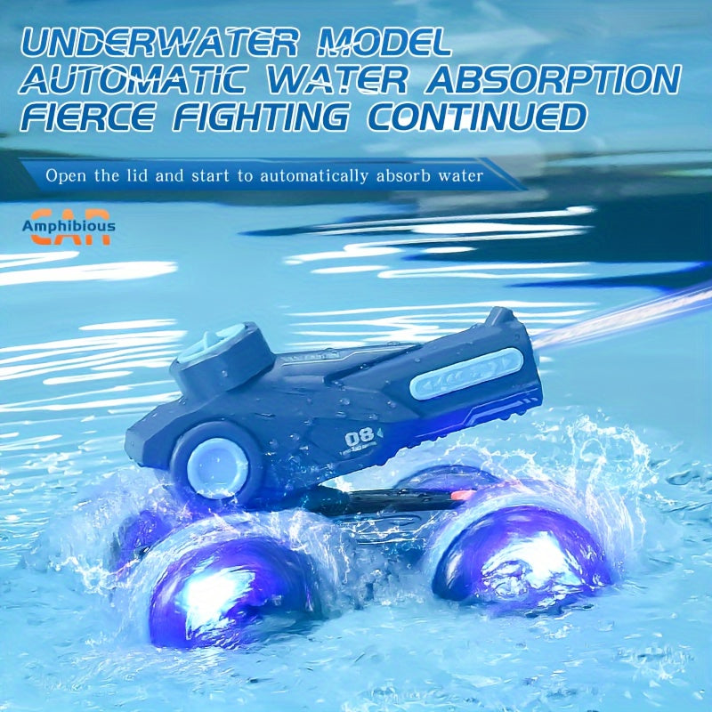 RC Auto's 360° Rotatie - Vierwielaandrijving Water Spray Amfibische Auto met Waterkanon, Gesture Sensing, LED Licht, 2.4GHz Afstandsbediening - Speelgoed voor Jongens & Meisjes, Verjaardagscadeau