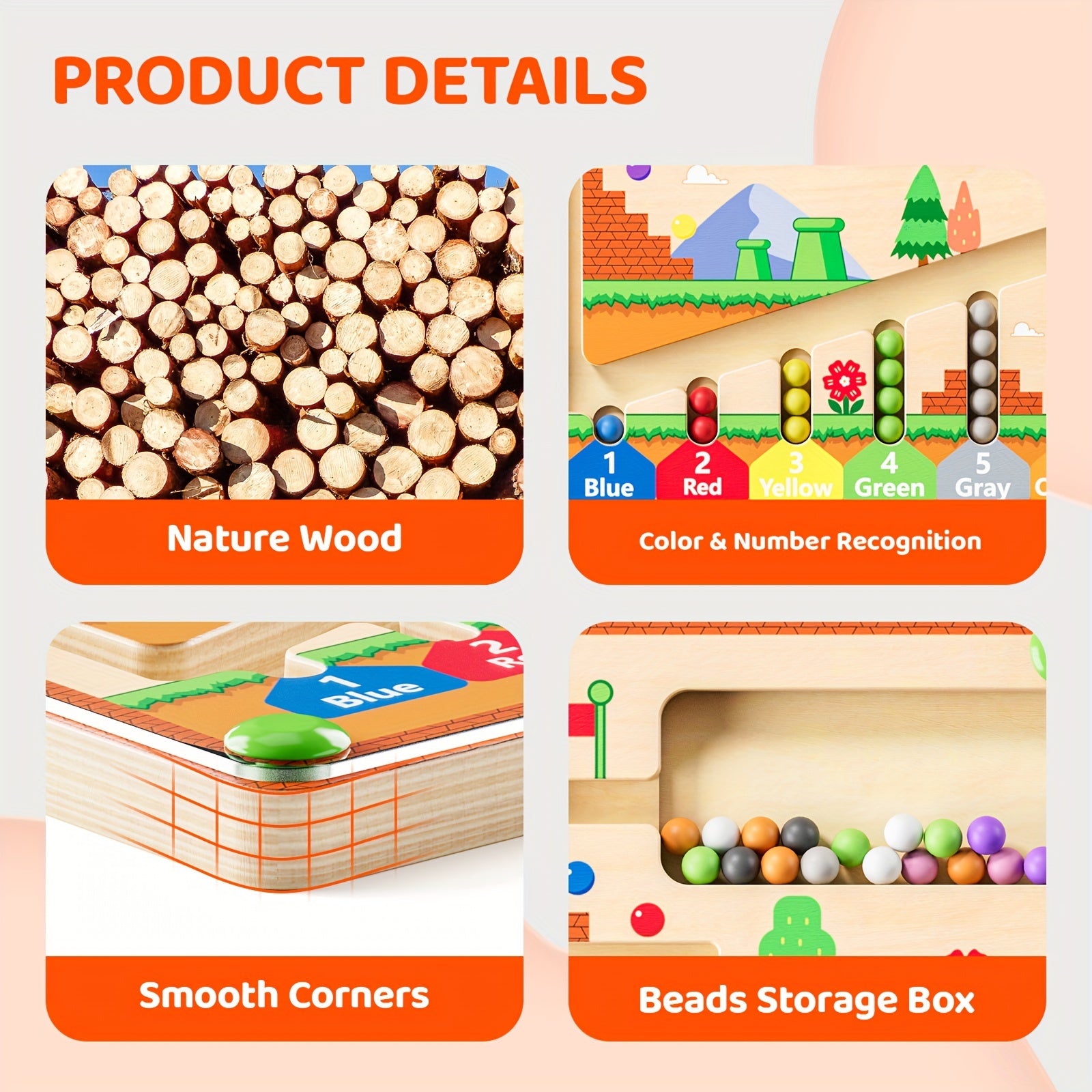 Magnetisch Doolhof met Kleuren & Getallen – Houten Montessori Speelgoed 3+