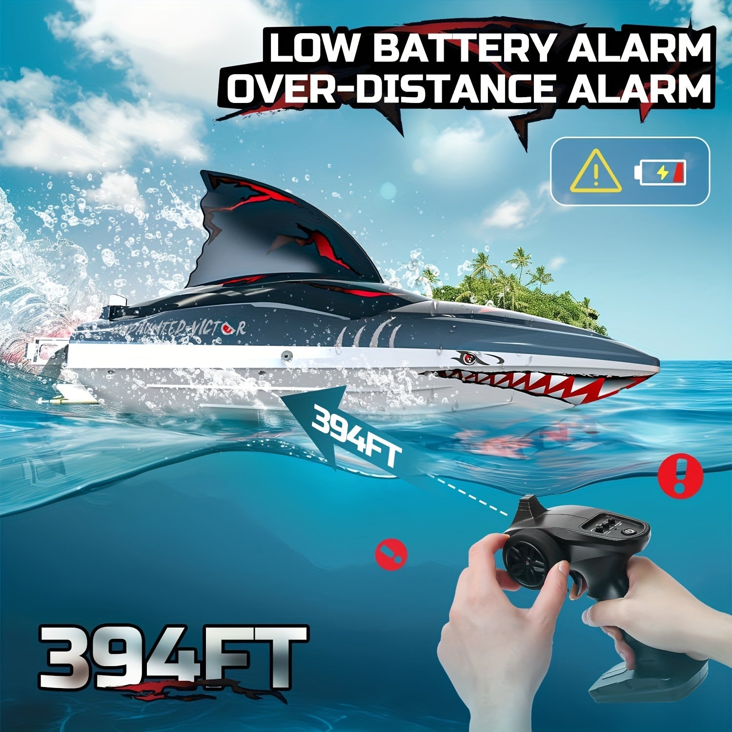 SharkWave RC-boot 30KM/U – Ultrasnelle brushless motor met LED, waterdicht race-speelgoed 2.4GHz