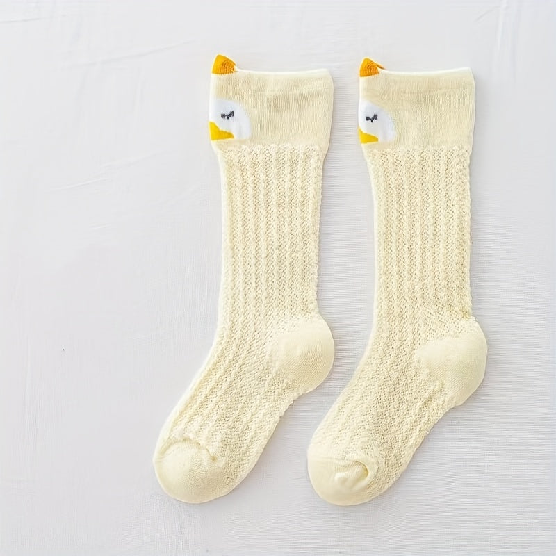 Dunne Katoenen Mesh Kniehoge Sokken met Schattige Cartoon Dieren | Anti-Mug Dijhoge Kousen voor Pasgeboren Kinderen en Peuters Herfst Winter Sokken voor 1-3 Jaar
