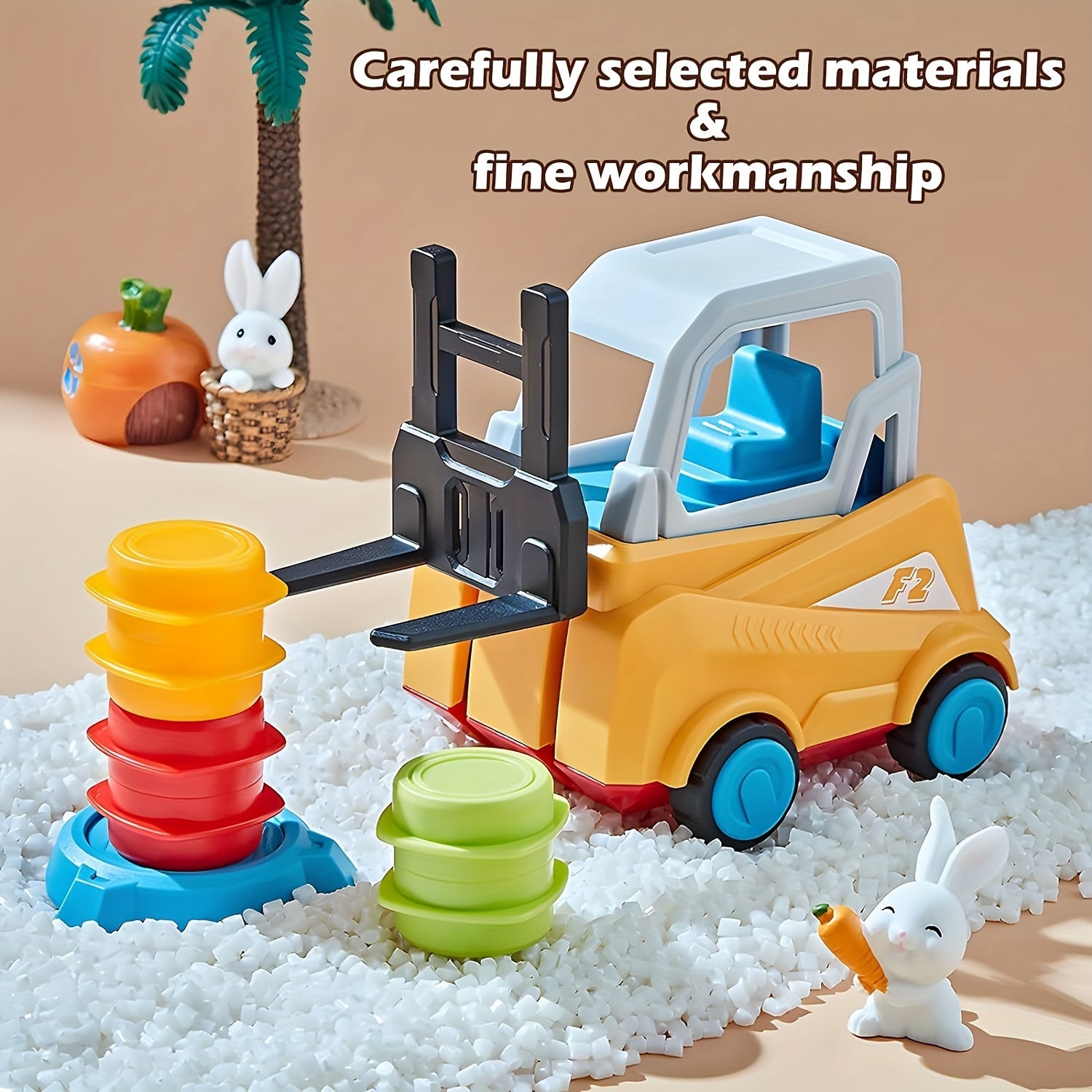 Constructie vorkheftruck spel|Educatief bouwvoertuig – veilig ABS materiaal