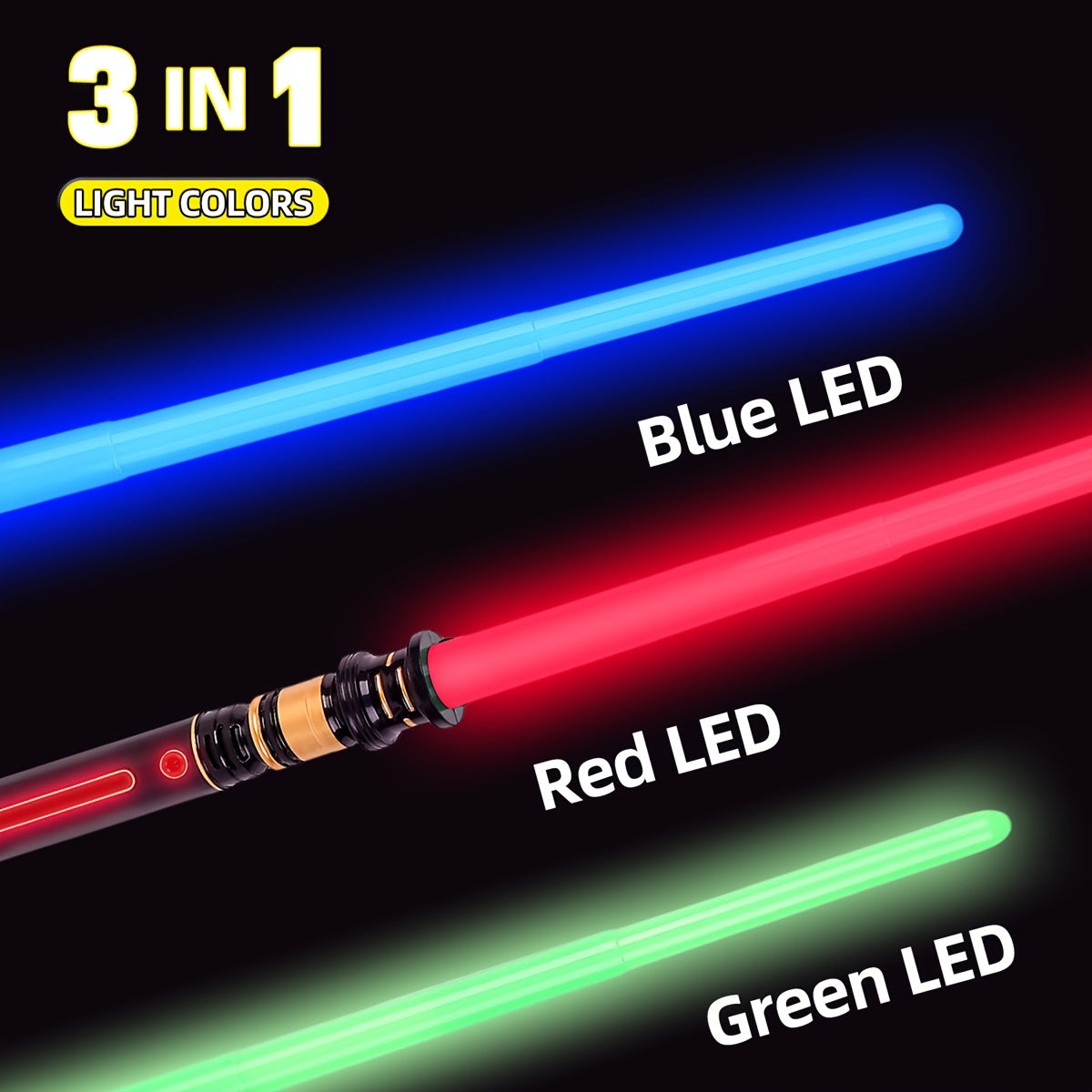 3 FX-lichtzwaarden - Lichtgevende zwaarden voor cosplay, Halloween, verjaardagen en Kerstmis, perfect voor kinderen.