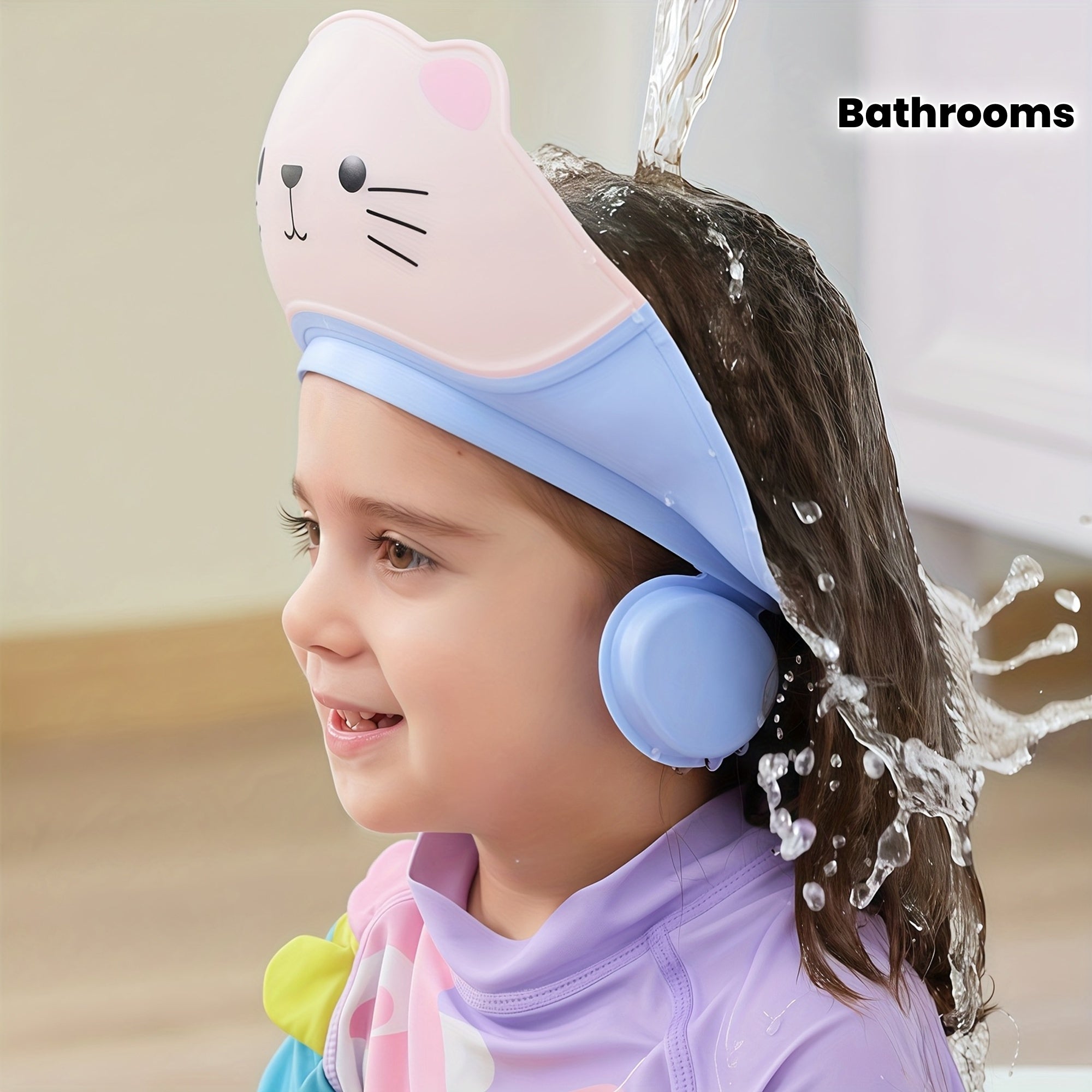 Verstelbare Douchemuts voor Baby en Kinderen - Badmuts met Kat Thema voor Jongens en Meisjes - Oog- en Oorbescherming tijdens Haarwassen voor Peuters