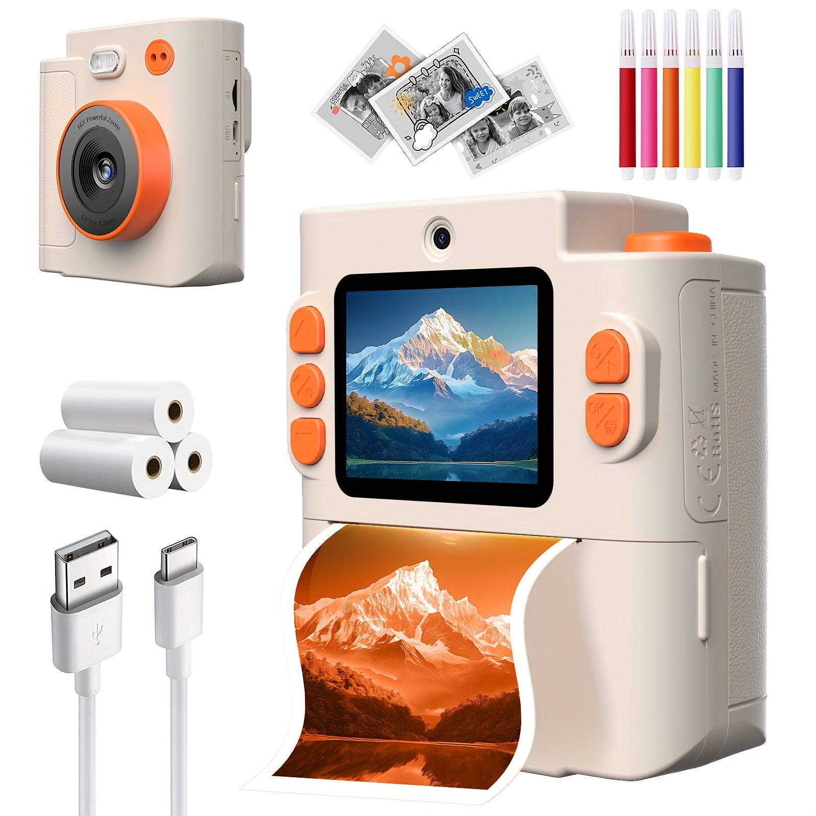 Multifunctionele kindercamera|Video, foto & printfunctie – cadeau 4-12 jr