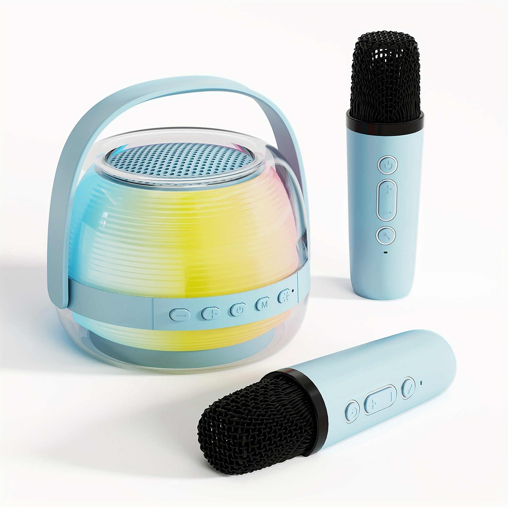 Draagbare Mini Karaoke Set met 2 Microfoons voor Kinderen en Volwassenen - Bluetooth Speaker met Sfeerverlichting - Cadeau voor Jongens en Meisjes