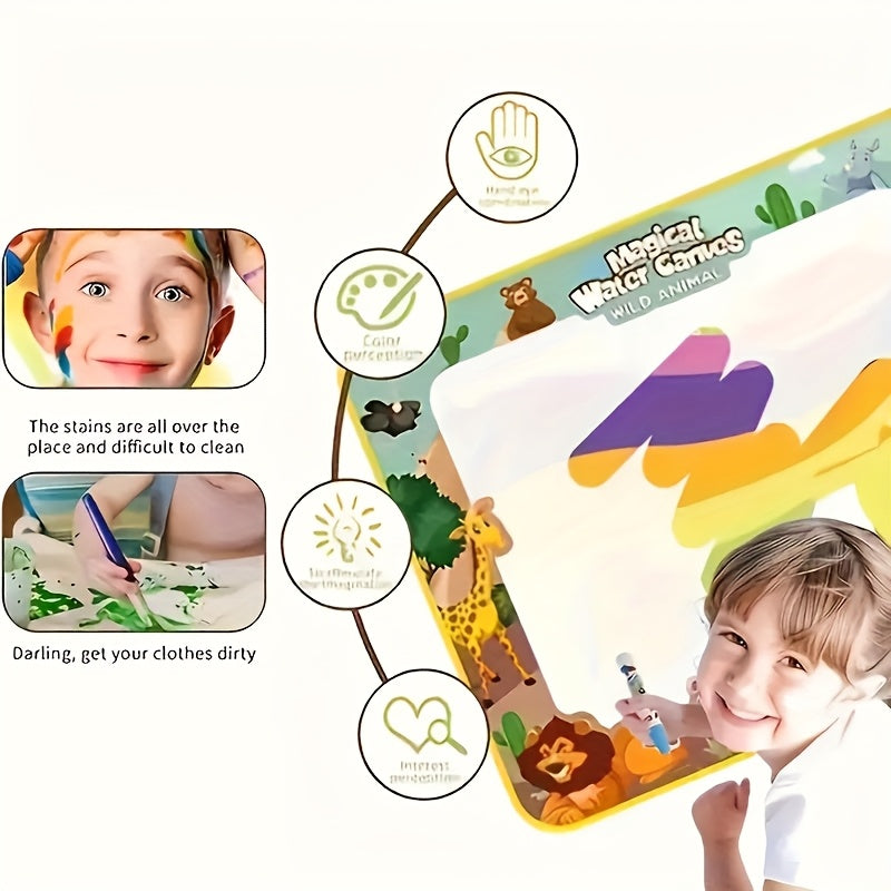Grote Magische Water Tekenmat voor Kinderen vanaf 3 Jaar - Knoeivrij Herbruikbaar Speelgoed Kleed voor Peuters, Jongens en Meisjes - Educatieve Kleurmat 80x60cm