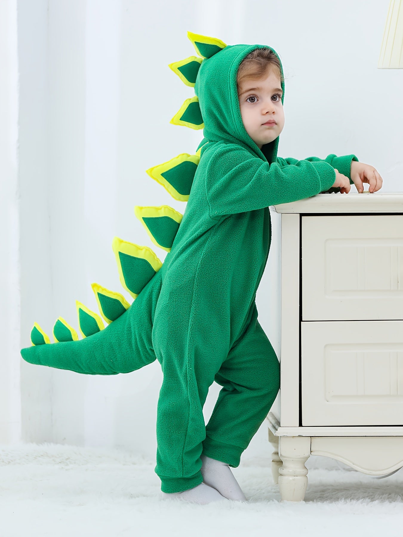 Dinosaurus Kaptrui Jumpsuit | Baby's Warme Romper, Perfect voor Fotografie