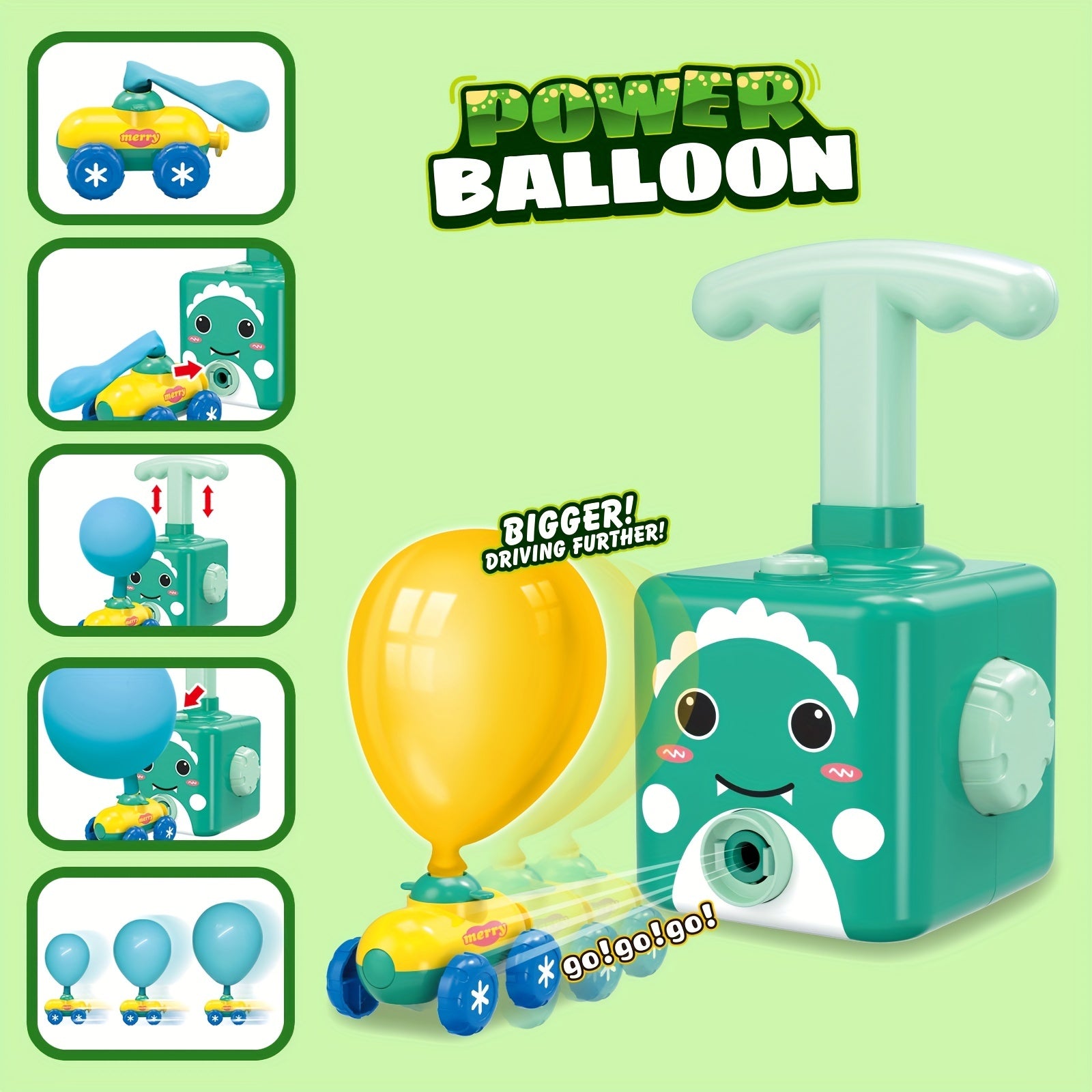 Cadeauset voor Kerst en Thanksgiving - Aerodynamische Ballonauto met Santa Claus Thema, Educatief Ballonpuzzel Speelgoed voor Kleuters, Inclusief Ballonvlieger en Handlanceerder