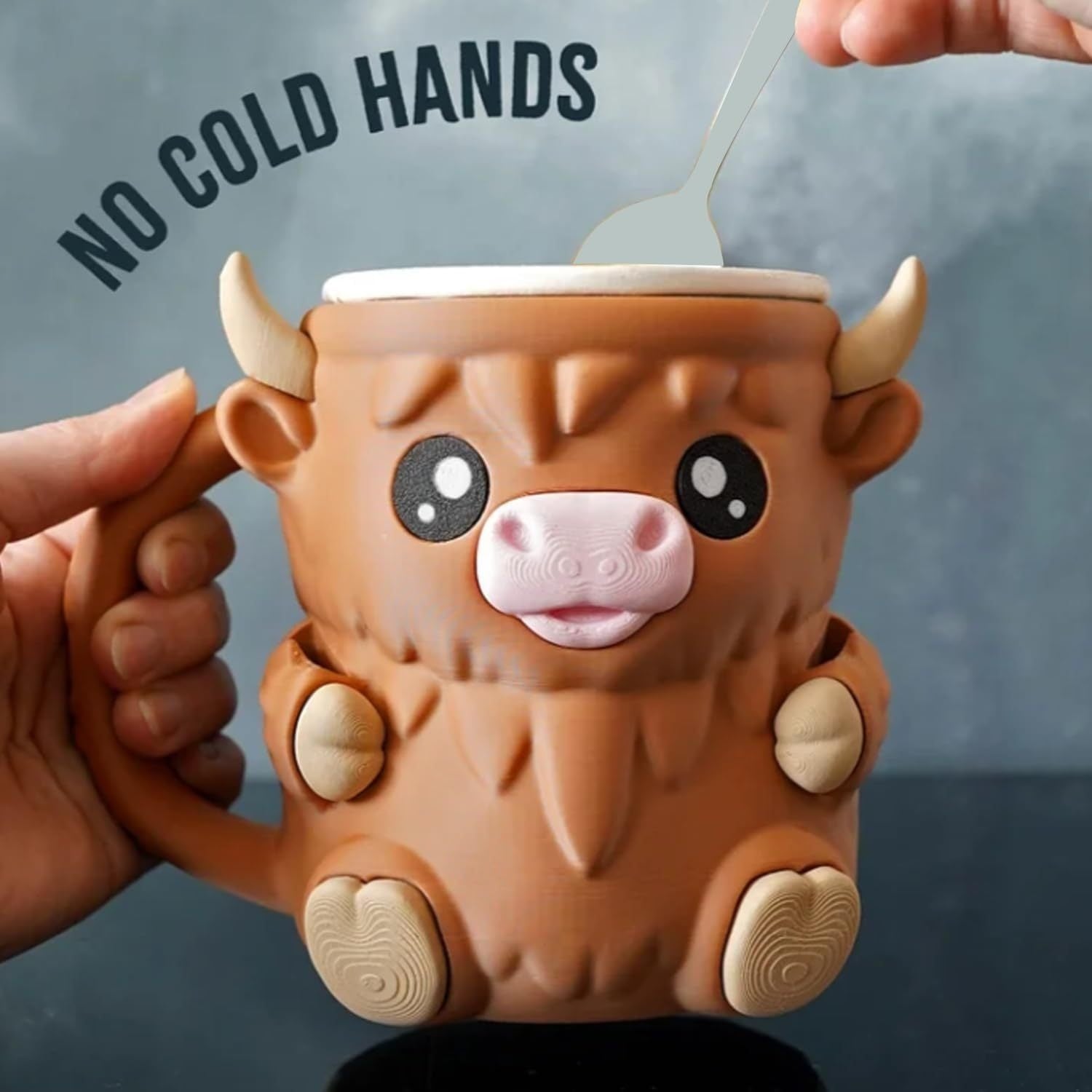 Schotse Hooglander IJsbekerhouder 3D Print - Decoratie Cadeau Voor Ijsliefhebbers - Porte-gobelet Vache Écossaise