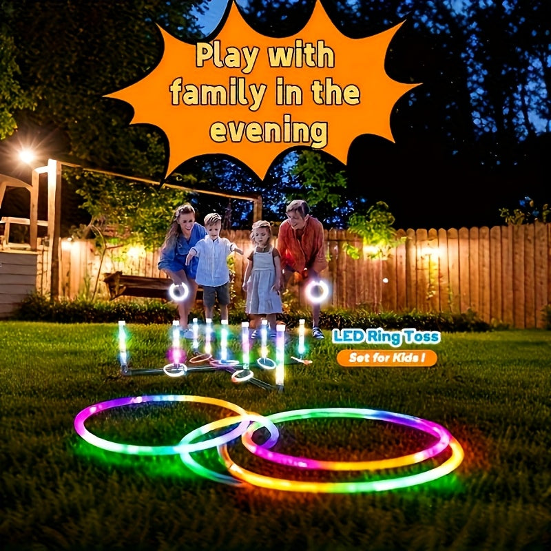 Glow Ring Toss LED Werpspel voor Kinderen – Educatief Lichtgevend Spel voor Binnen & Buiten, Familieplezier vanaf 3 Jaar