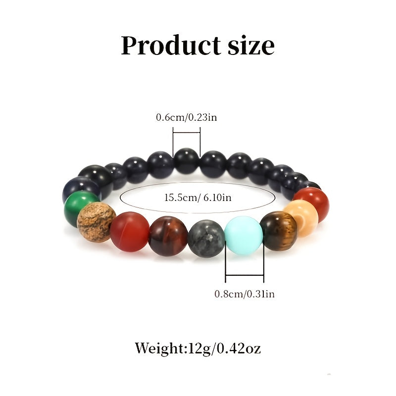 Verstelbare Planeten Armband – Zonnestelsel Kralen Sieraad Unisex Astronomie Cadeau