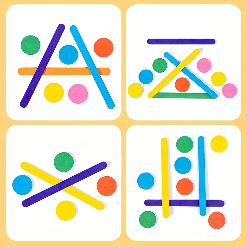 Houten IJsjesstokjes Puzzelspellen | Sorteer- en Stapelspeelgoed Educatief Wiskundig Speelgoed met Puzzels voor Peuters van 1, 2, 3, 4+ Jaar