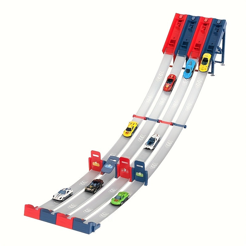 Racebaan Speelset voor Kinderen met 2 Banen en 4 Auto's - Educatief Bouwpakket en Interactief Spel voor Jongens en Meisjes - Perfect Verjaardagscadeau