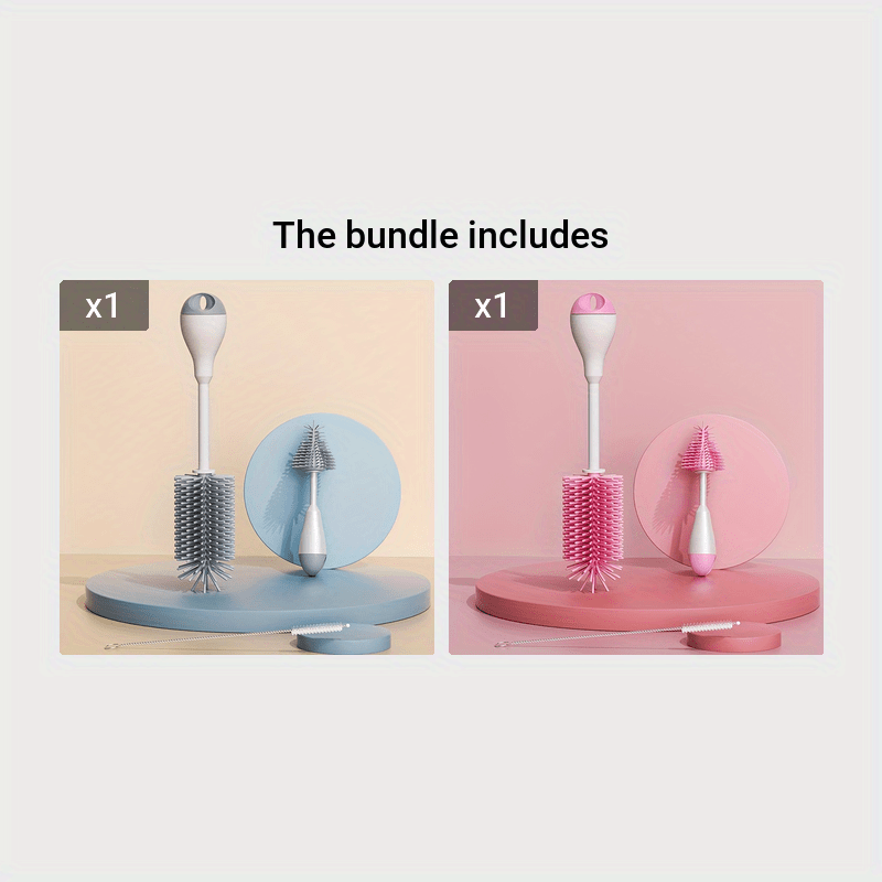 3-in-1 Siliconen Flesvoedingsborstel Set met Rietjesborstel voor Sippy Cups