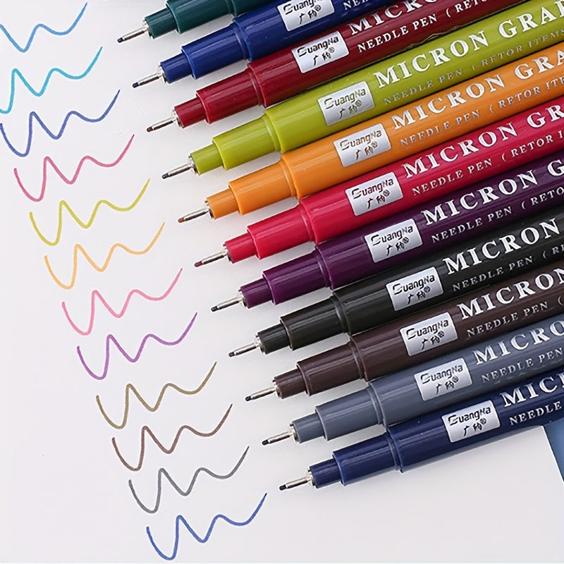 12 Color Micron Graphic Retractable Pens - Extra Fine 0.5Mm/0.5cm Tip, Waterproof, Quick-Drying Ink, Non-Toxic, Easy to Grip - Suitable for Students And Artists