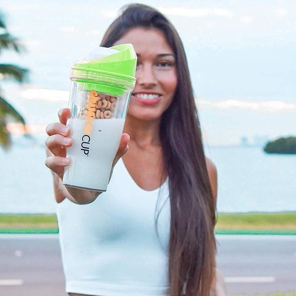 Morsvrije Muesli Beker voor Onderweg - Crunch Cup voor Jongens, Meisjes en Volwassenen - Reisbeker om Granen en Melk Gescheiden te Houden