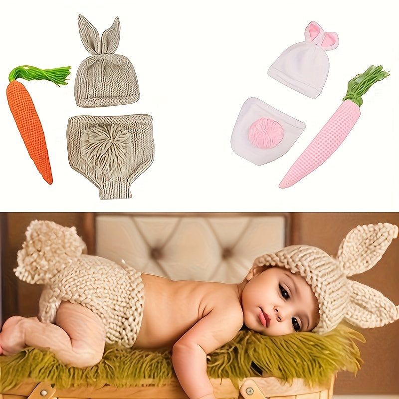Schattig Konijnen Kostuum Voor Pasgeboren Baby’s | Gehaakte Bunny Outfit Voor Babyfotografie | Perfect Babyshower Cadeau