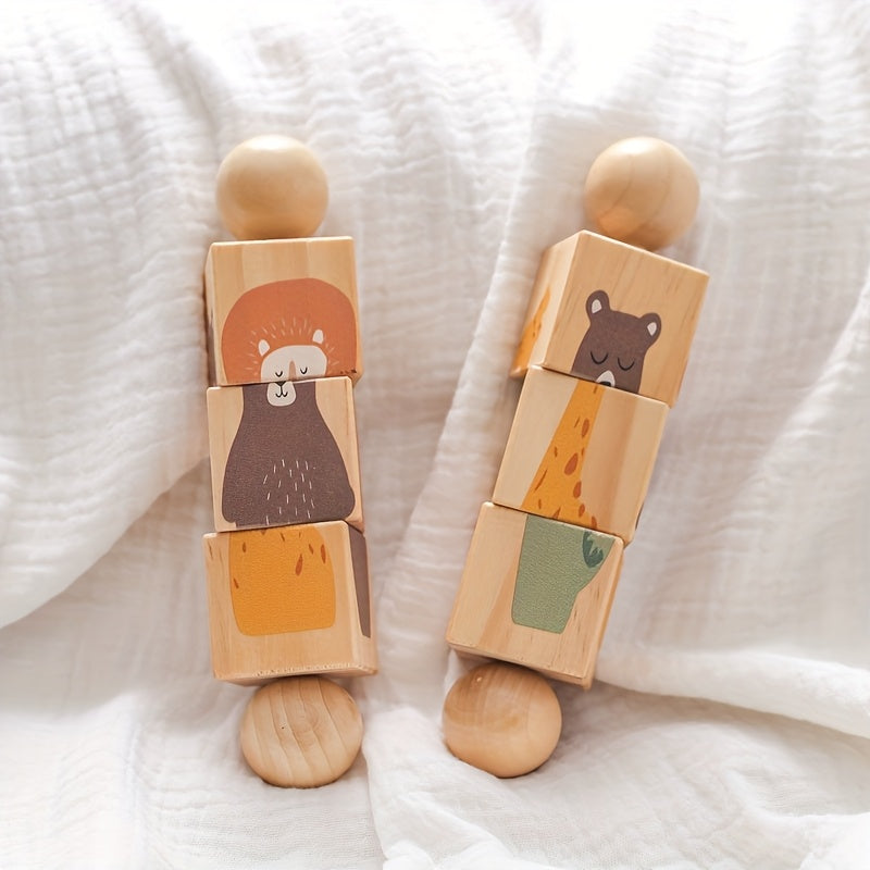 Houten Draaibare Dieren Puzzel | Educatief Speelgoed & Rammelaar voor Kinderen | Perfect als Kerstcadeau