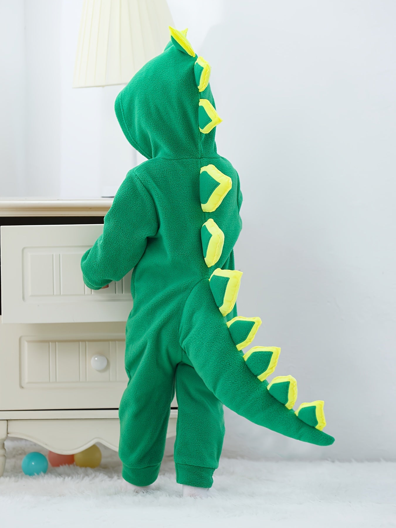 Dinosaurus Kaptrui Jumpsuit | Baby's Warme Romper, Perfect voor Fotografie