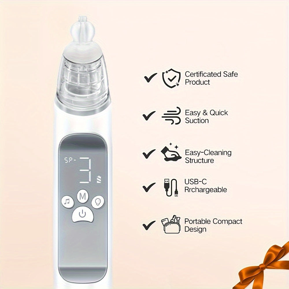 Elektrische Neusaspirator | Oplaadbare en Draagbare Nasale Reiniger met Drie Verstelbare Zuigkoppen, Muziek en Verlichting