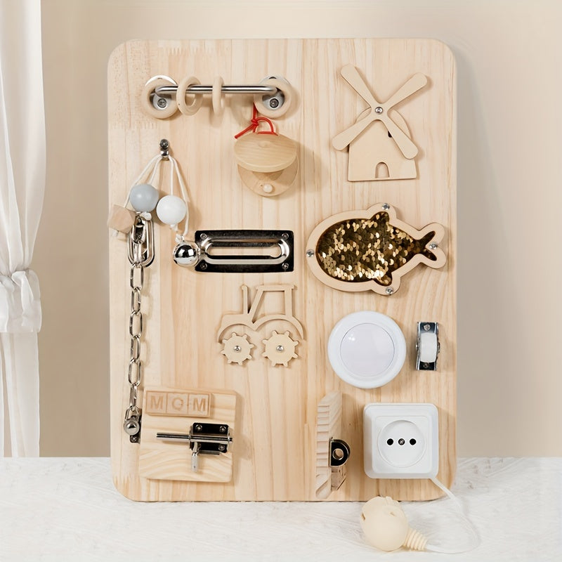 Houten Busy Board 70x86 cm+ | Educatief speelgoed met slotjes, sleutels en accessoires voor levensvaardigheden. Perfect cadeau voor Kerstmis en verjaardagen.