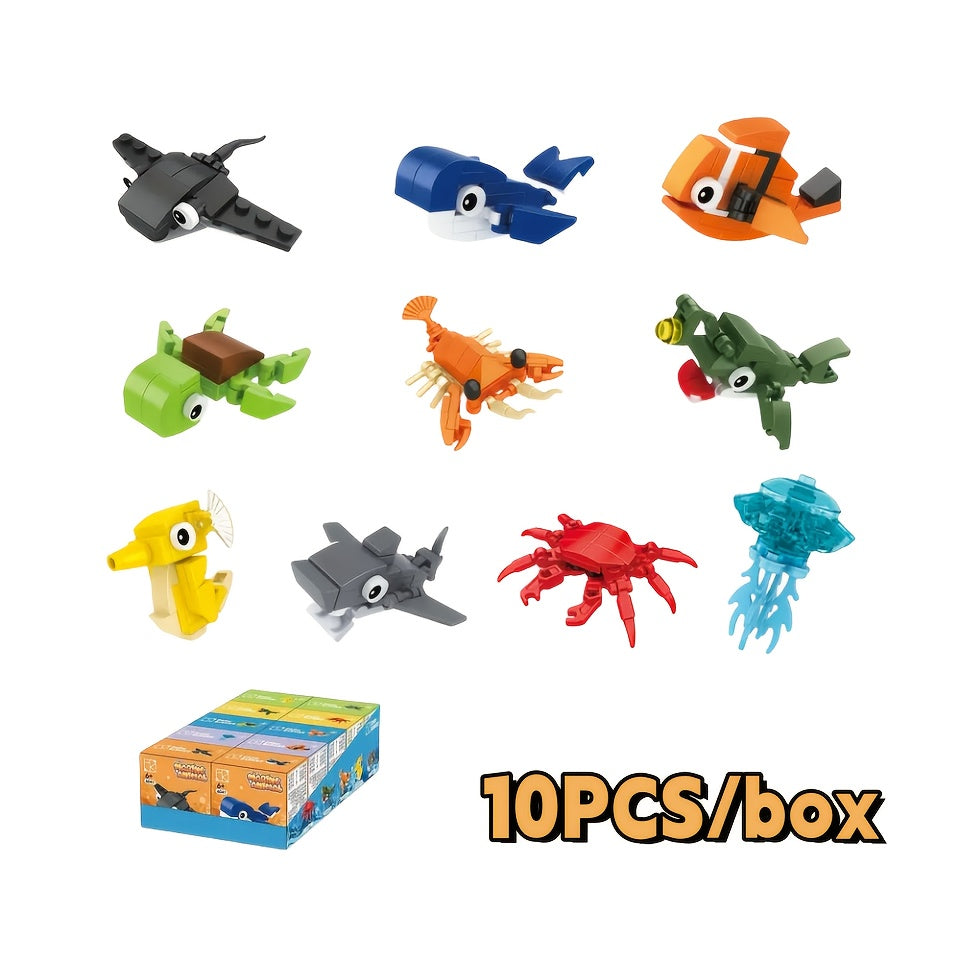 10-delige Zee Dieren Bouwblokken Set – Creatief Speelgoed voor Jongeren
