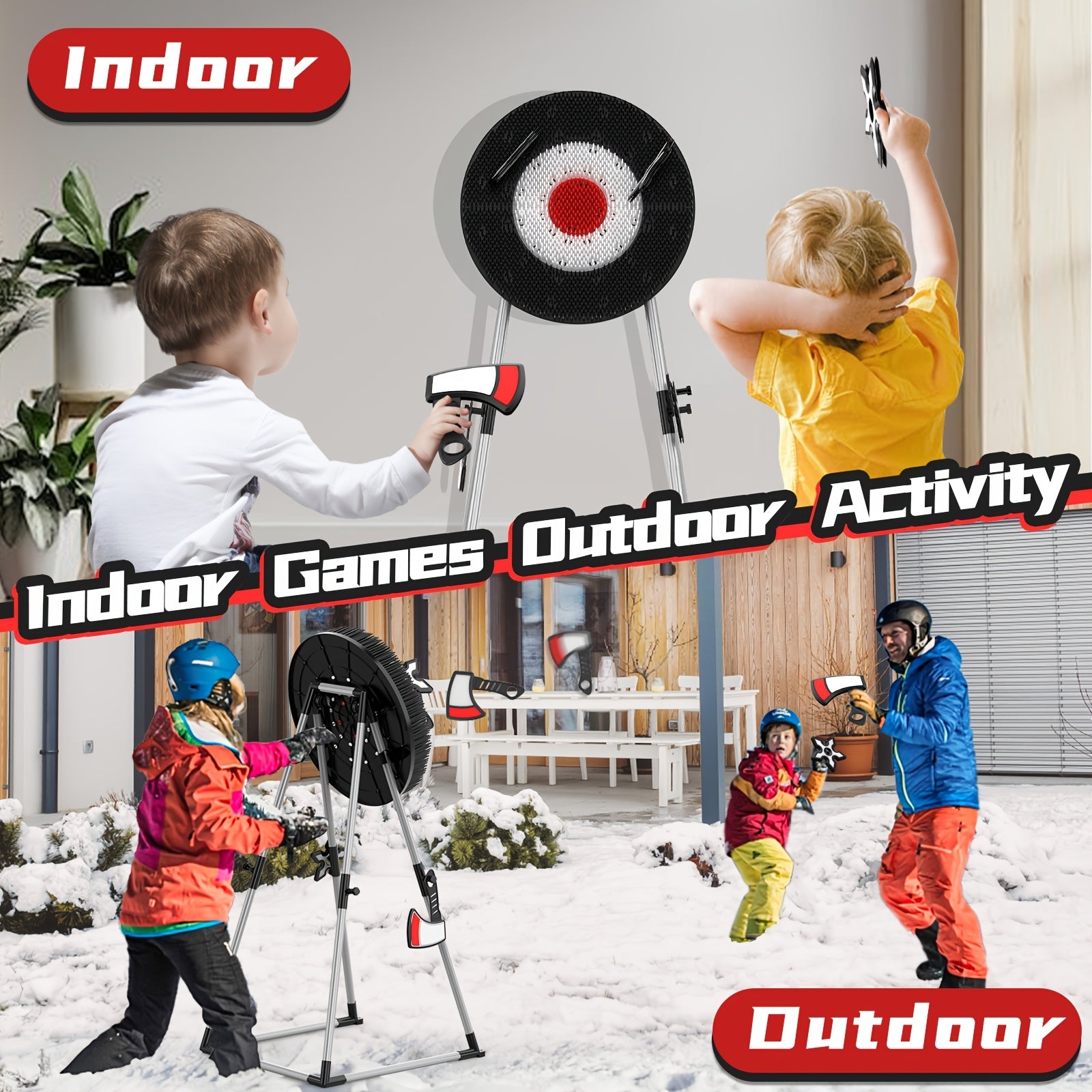 Dartbord met bijlen - Binnen- en buitenspeelgoed voor kinderen van 8-13 jaar en volwassenen, perfect als Kerstcadeau.