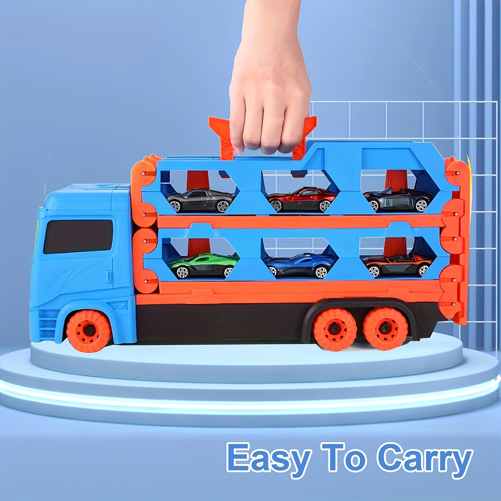 Grote Opvouwbare Racebaan | Set van 6 Transformerende Auto’s, Opbergcontainer Vrachtwagen met Legering, Perfect Cadeau voor Halloween & Kerst