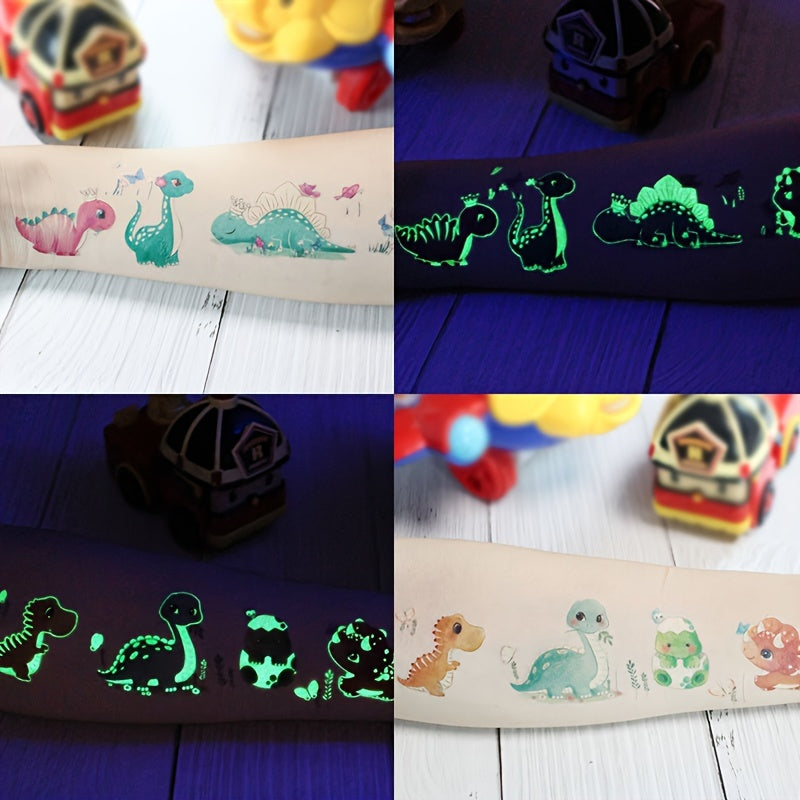 Lumineuze Dinosaurus Tatoeages | Gloeien in het Donker, Waterdichte Verjaardags- en Halloween Tatoeages