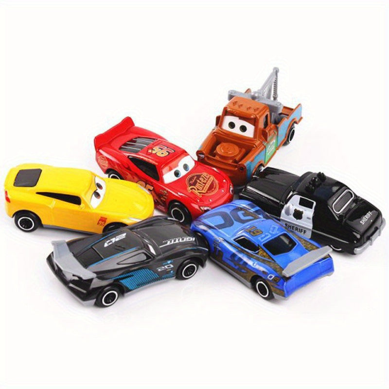 6-delige Auto Speelset met Opslagdoos | Lightning Racewagens Miniatuur Modellen – Ideaal als Verjaardagscadeau voor Kinderen