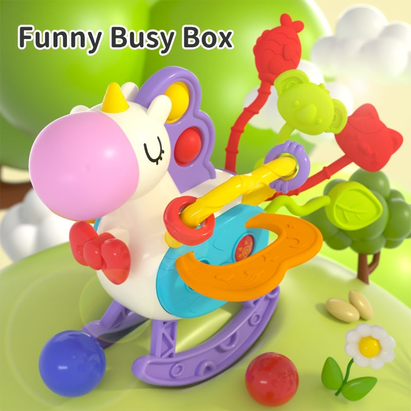 Grappige Muzikale Busy Box | Trek- en drukspeelgoed met kleurrijke geluiden en beweging. Duurzaam, geschikt voor baby's en peuters (0-3 jaar). Perfect cadeau voor Kerstmis en Nieuwjaar.