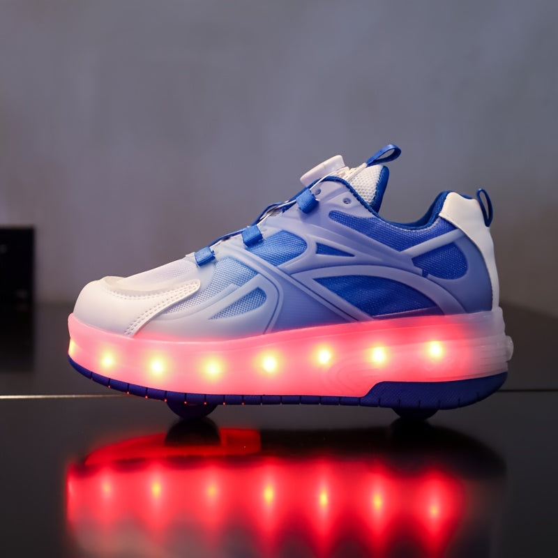 Sneakers met LED-licht | Glow-in-the-Dark Schoenen met USB & Wielen | Verstelbare Roller Schoenen voor Kinderen
