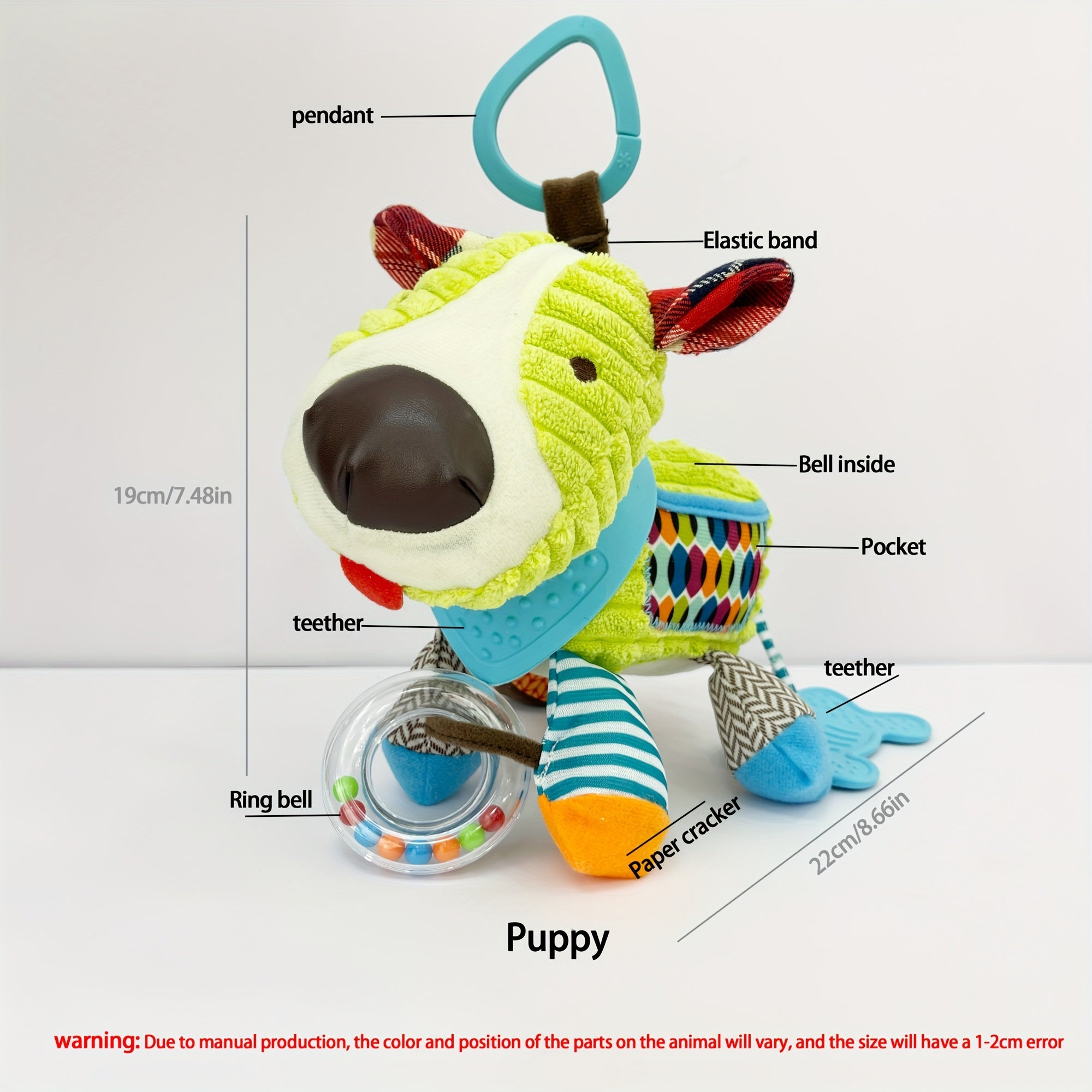 Dierenvormig Baby Pluchen Speeltje | Sensorische Pop als Kerstcadeau voor Baby's 0-3 Jaar