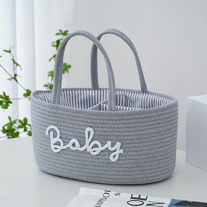 Geweven Opbergmand | 3 Compartimenten Draagbare Opbergmand | Fles- en Luier Organiser voor Moeder en Baby | Badkamer Opbergmand voor Zwembad Accessoires