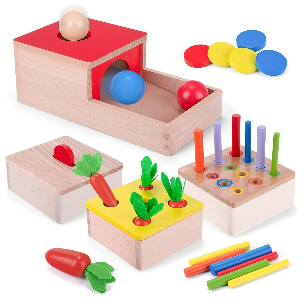 4-in-1 Montessori Speelgoedset | Objectbox en Kleuren Sorteer Spel voor Kinderen