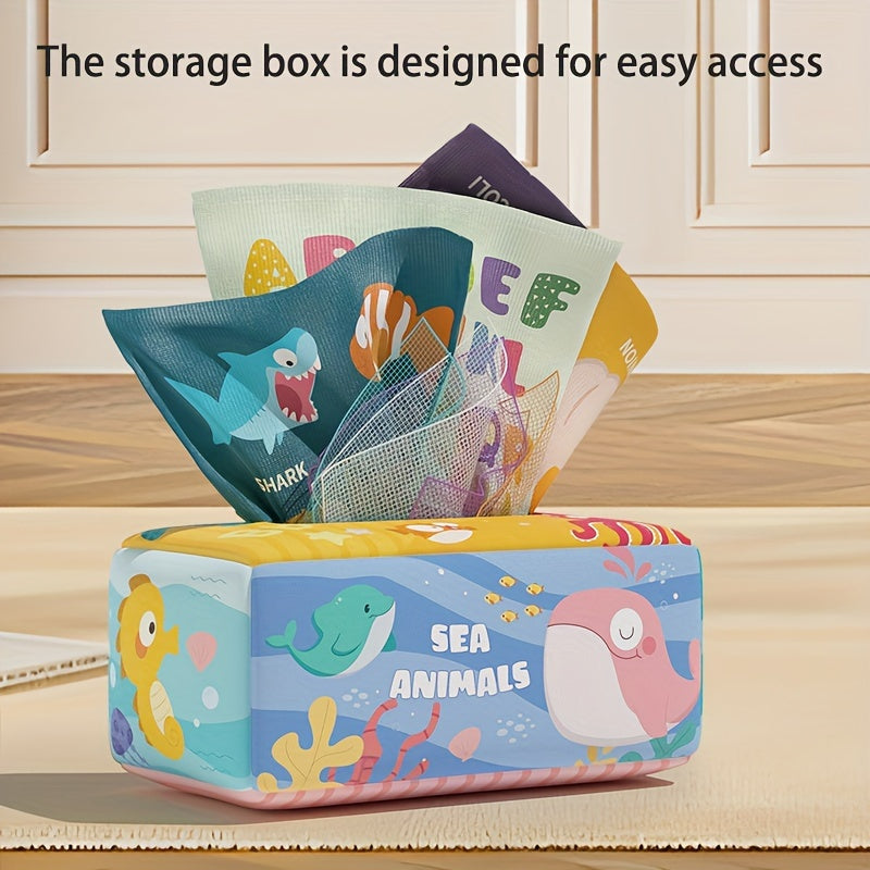 6-12 Maanden Baby Speelgoed | Zachte Tissue Doos en Hoog Contrast Geplooide Papieren Sensory Zijde Sjaal | Perfect voor Sensory Ontwikkeling & Vroeg Leren