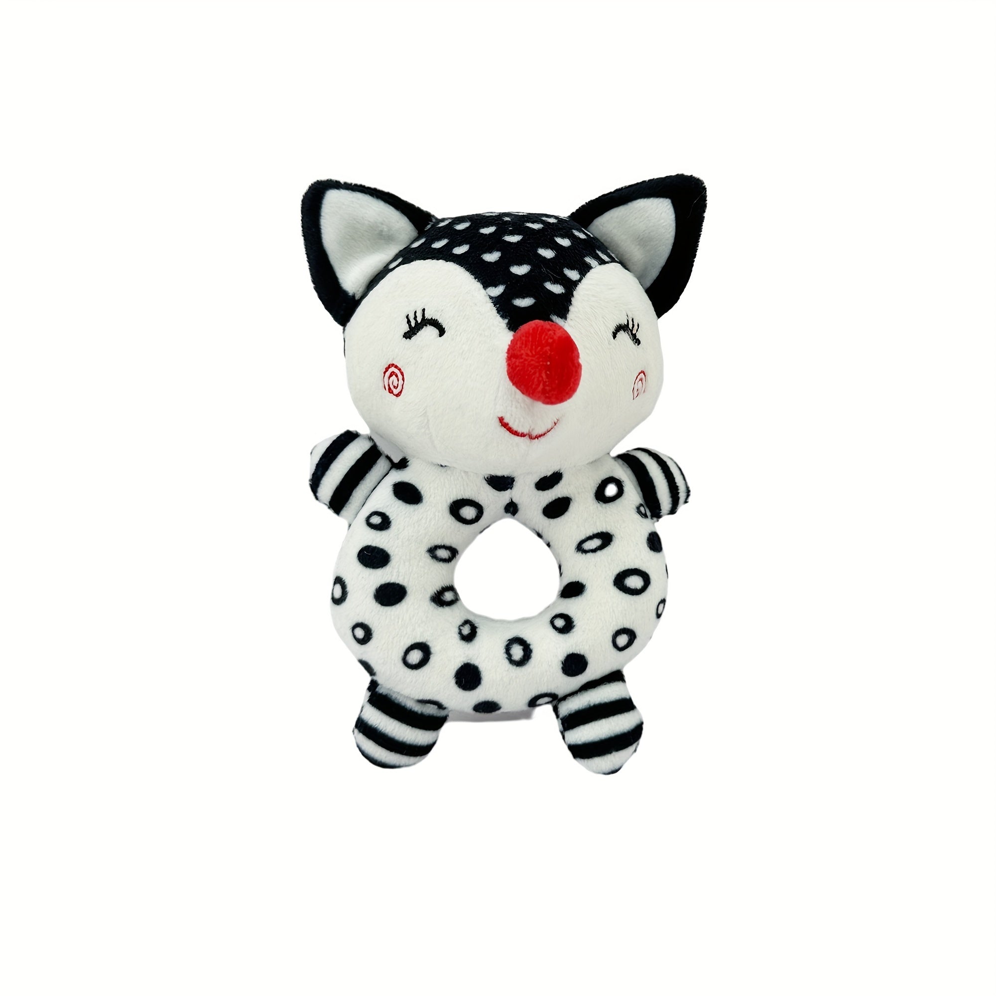 Zwart-witte Polyester Fiber Rammelaar Speelgoed | Educatief Baby Cadeau voor Vroeg Onderwijs