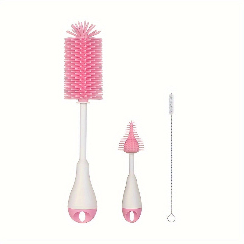 3-in-1 Siliconen Flesvoedingsborstel Set met Rietjesborstel voor Sippy Cups