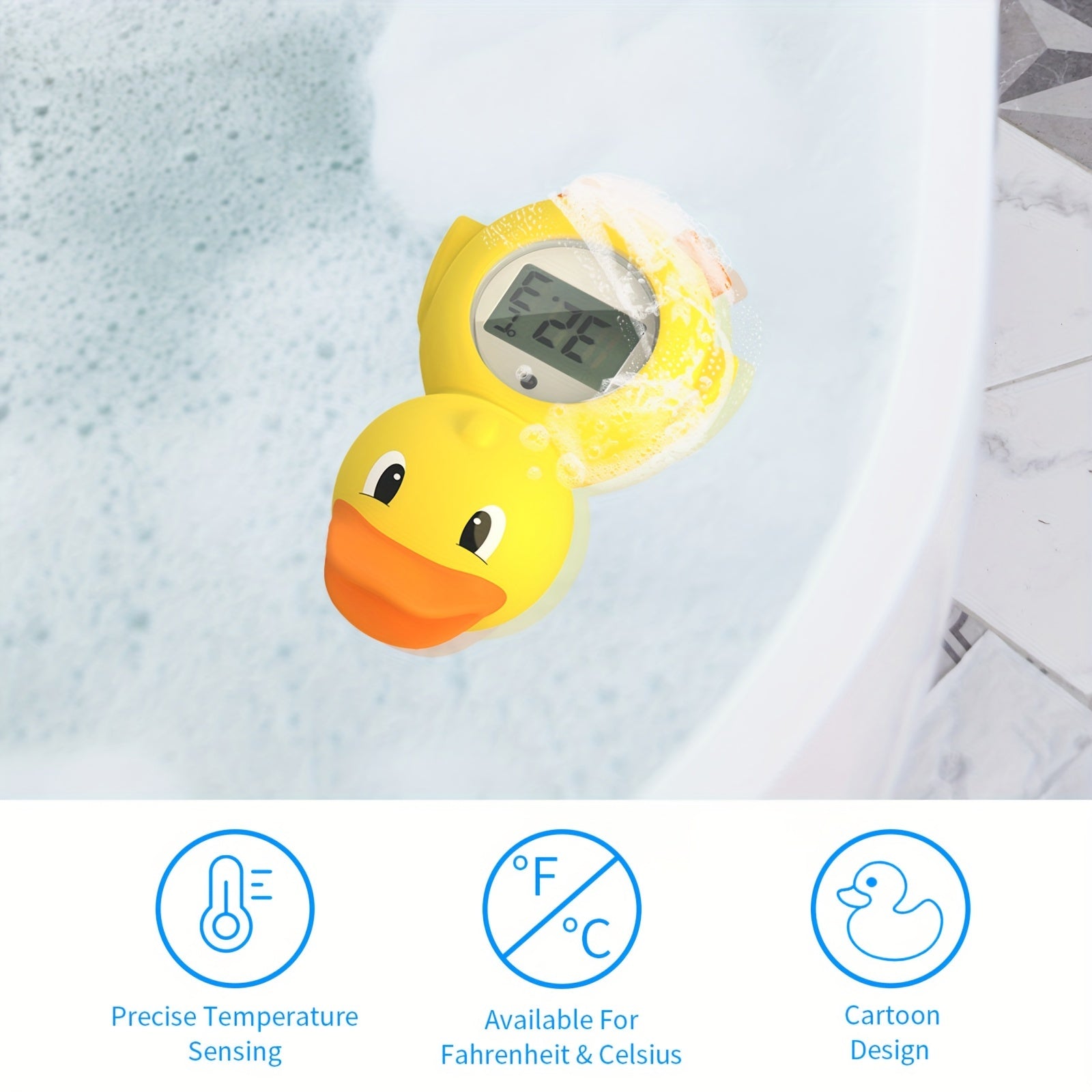 Cartoon Eend Baby Waterthermometer | 3-in-1 Badkamer Zwembad Inductie Water Temperatuur Meter Met Batterij