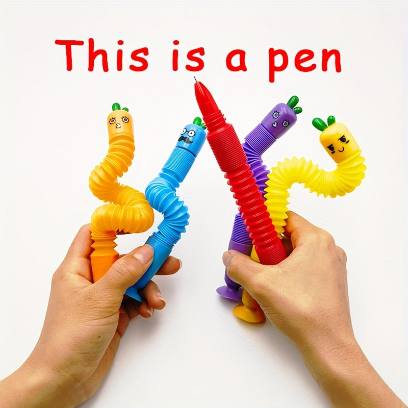 5 stuks wortel balpennen set | Uitschuifbare creatieve pennen met zuignap, studentenstationery