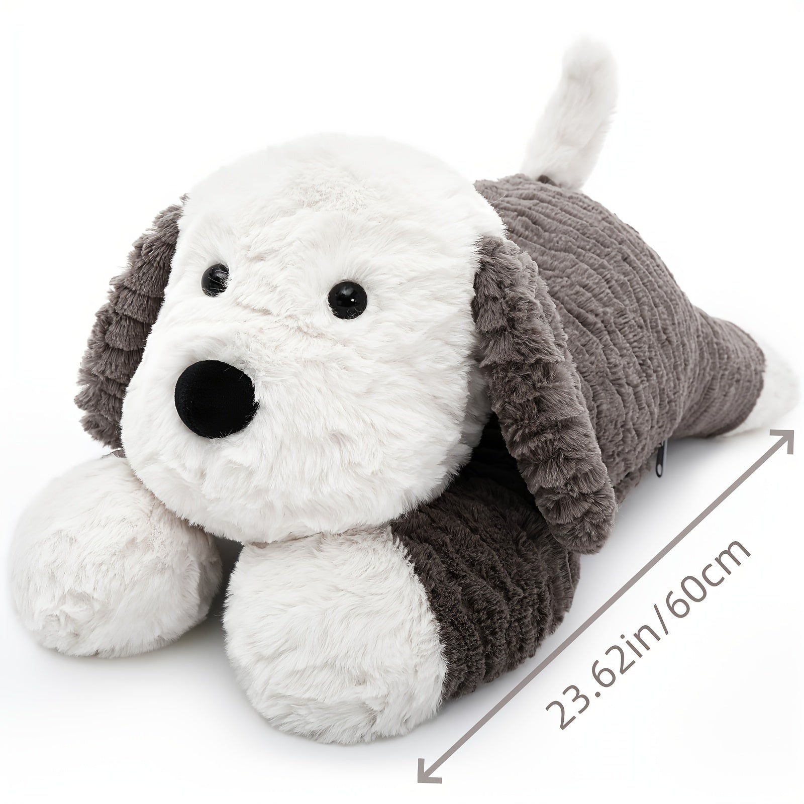 Verzwaard Knuffelhondje – 1,8 kg Warmteknuffel met Magnetronparels | Verwarmbare Comfort Hondenspeelgoed voor Kinderen & Volwassenen, Zonder Geur, Zachte 3D-Ogen