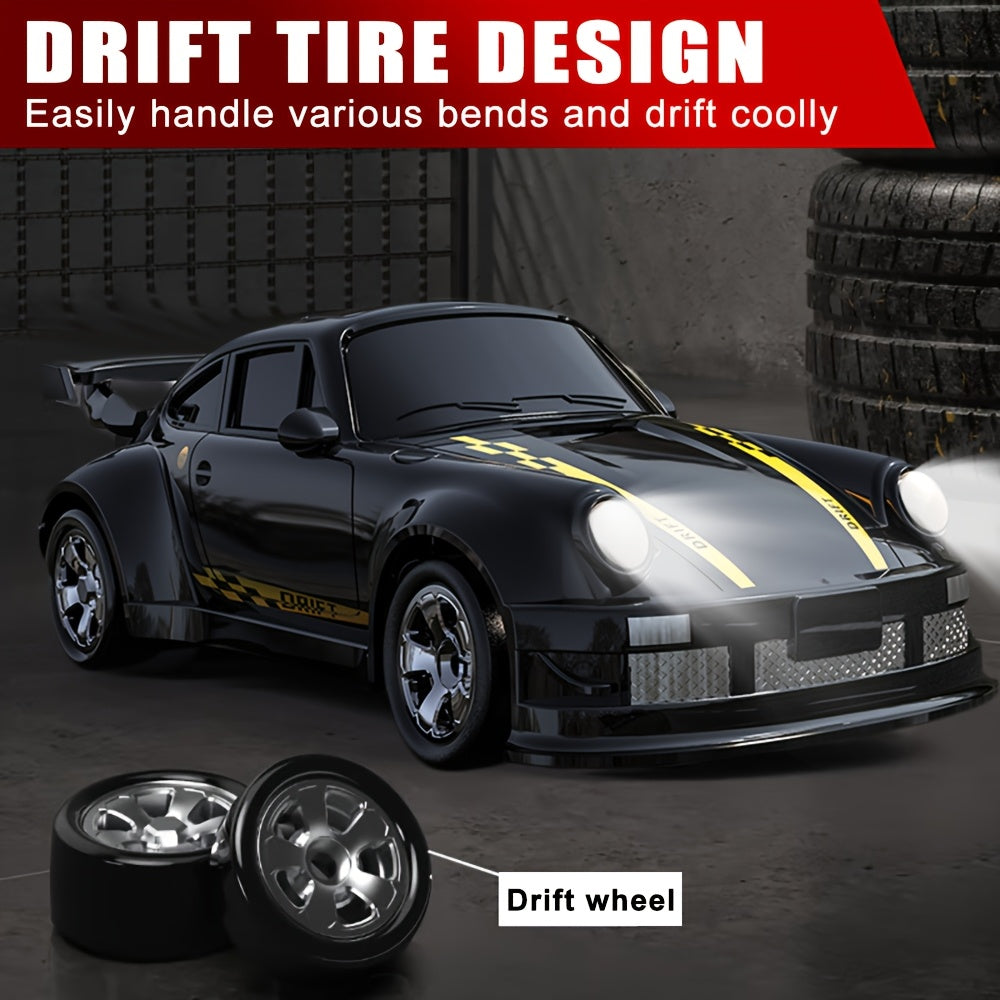 1/64 RC Drift Auto | 2.4GHz Afstandsbediening, LED, USB-C Snelladen, Raceauto