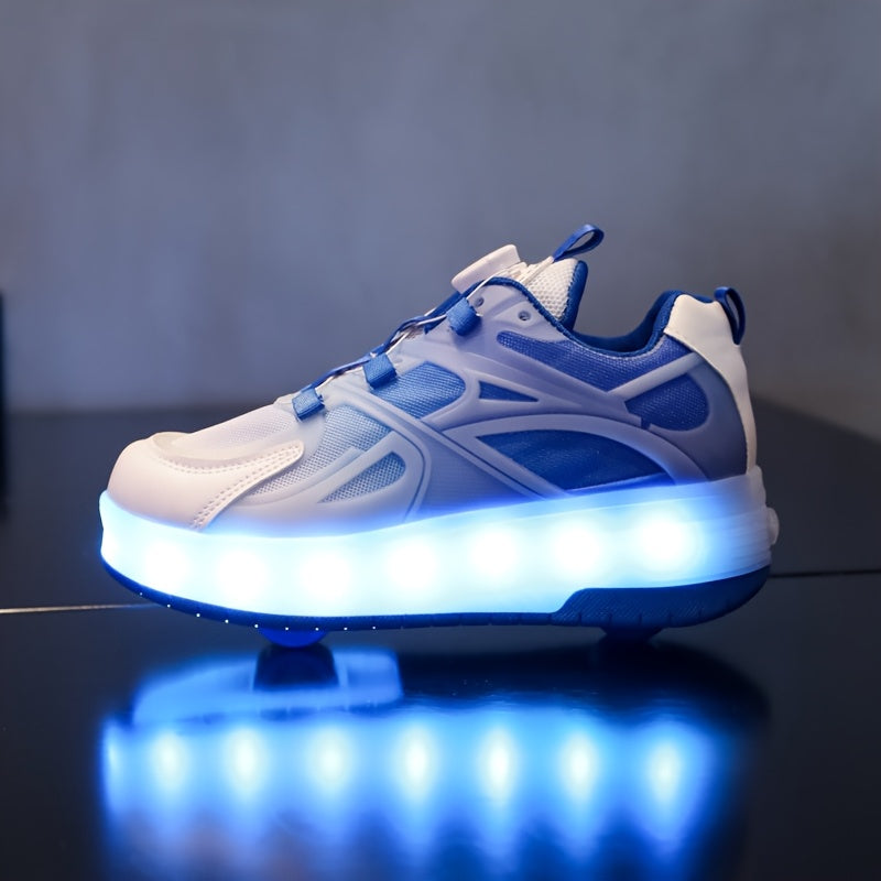 Sneakers met LED-licht | Glow-in-the-Dark Schoenen met USB & Wielen | Verstelbare Roller Schoenen voor Kinderen