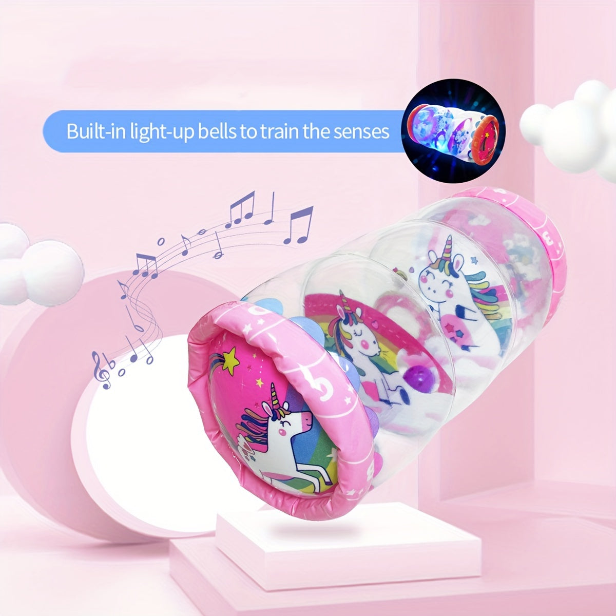 Kruip Activiteitsrol met Rammelaar en Bal | Opblaasbaar Dierlijk Kruiptrainingsspeelgoed voor Baby's van 8 tot 12+ Maanden