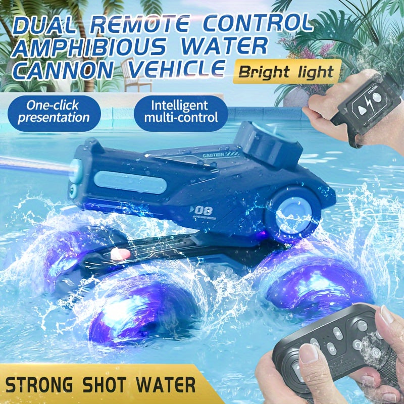 RC Auto's 360° Rotatie - Vierwielaandrijving Water Spray Amfibische Auto met Waterkanon, Gesture Sensing, LED Licht, 2.4GHz Afstandsbediening - Speelgoed voor Jongens & Meisjes, Verjaardagscadeau