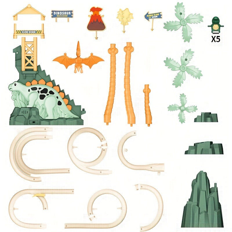 Dino Klimbaan Speelgoed met Licht & Muziek | Marmerbaan met 5 Auto’s – Interactief Cadeau voor 3+ Jaar