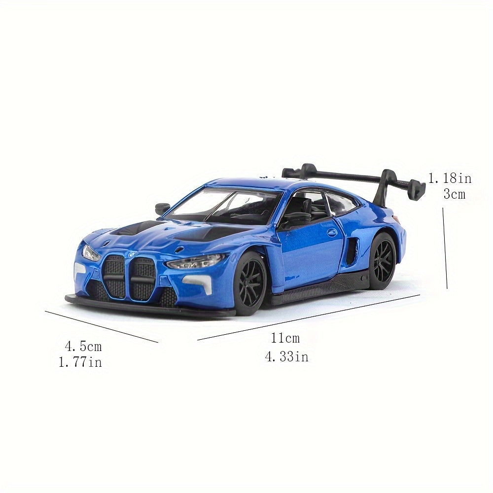 BMW M4 GT3 1:44 model van metaal - Met openende deuren, ideaal als verjaardagscadeau.