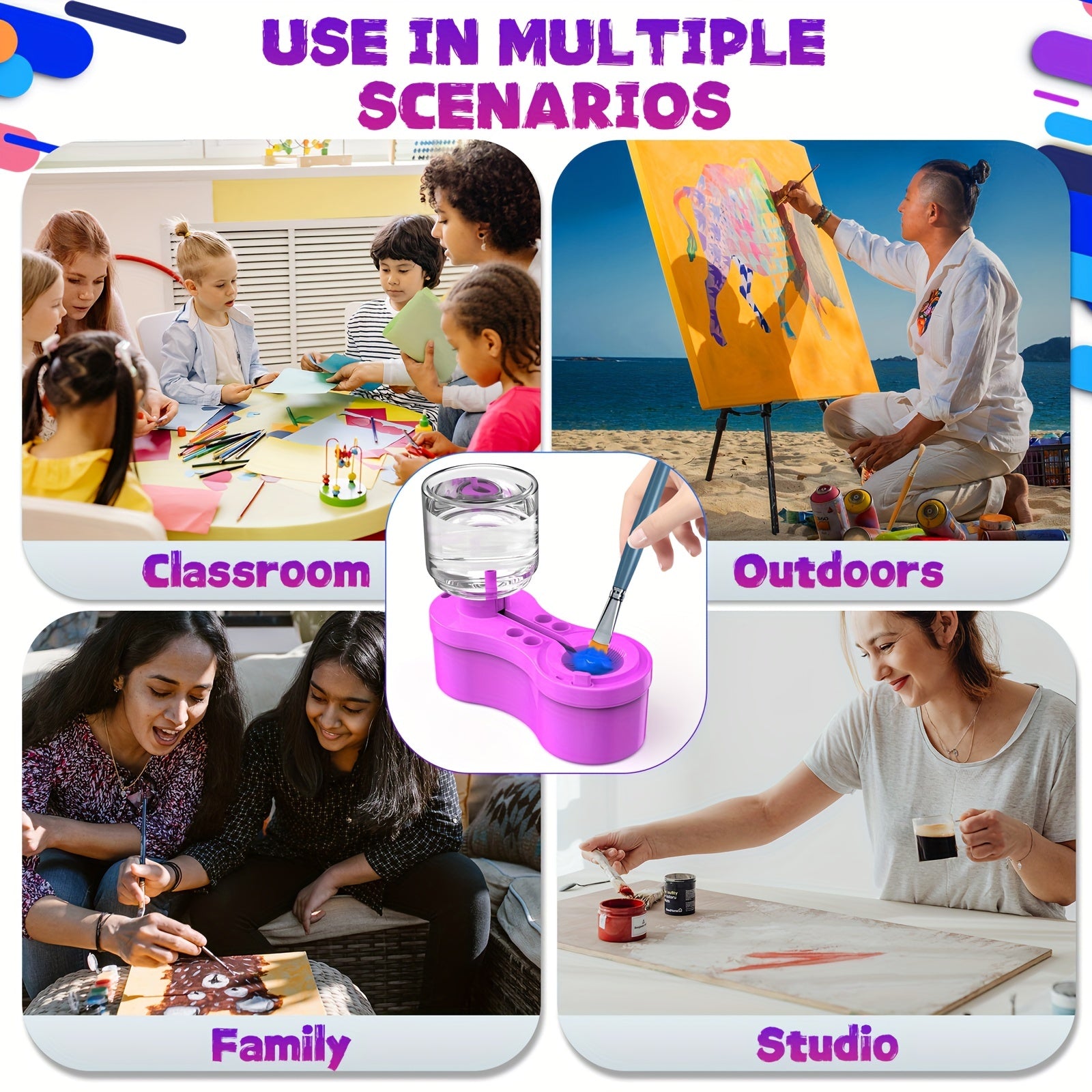 Kwastenreiniger voor Waterverf | Reinigingsbeker voor Aquarel & Acryl, Kunstgereedschap