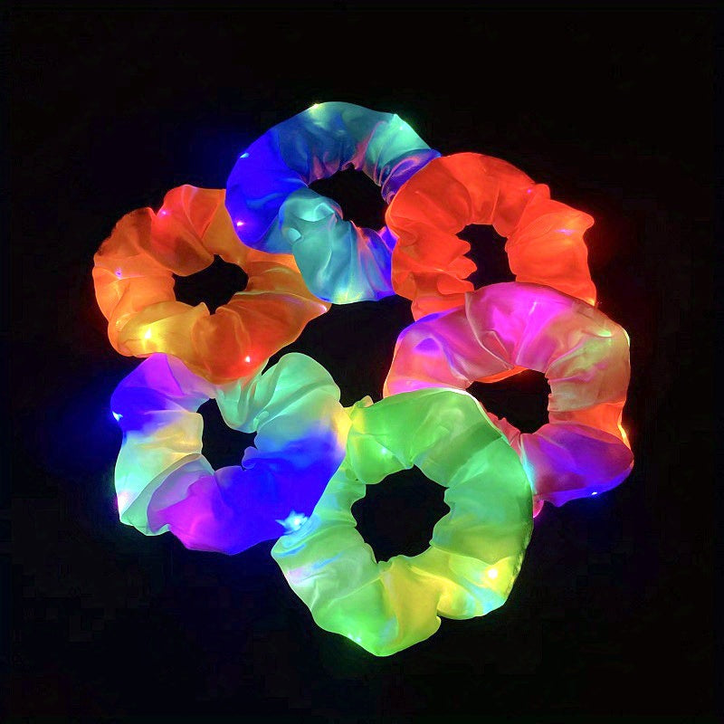 6 Stuks LED Scrunchies voor Vrouwen | LED Glow Scrunchies voor Meisjes | Meerdere Lichtmodi | Gloeiende Haarelastiekjes voor Kerst en Feesten