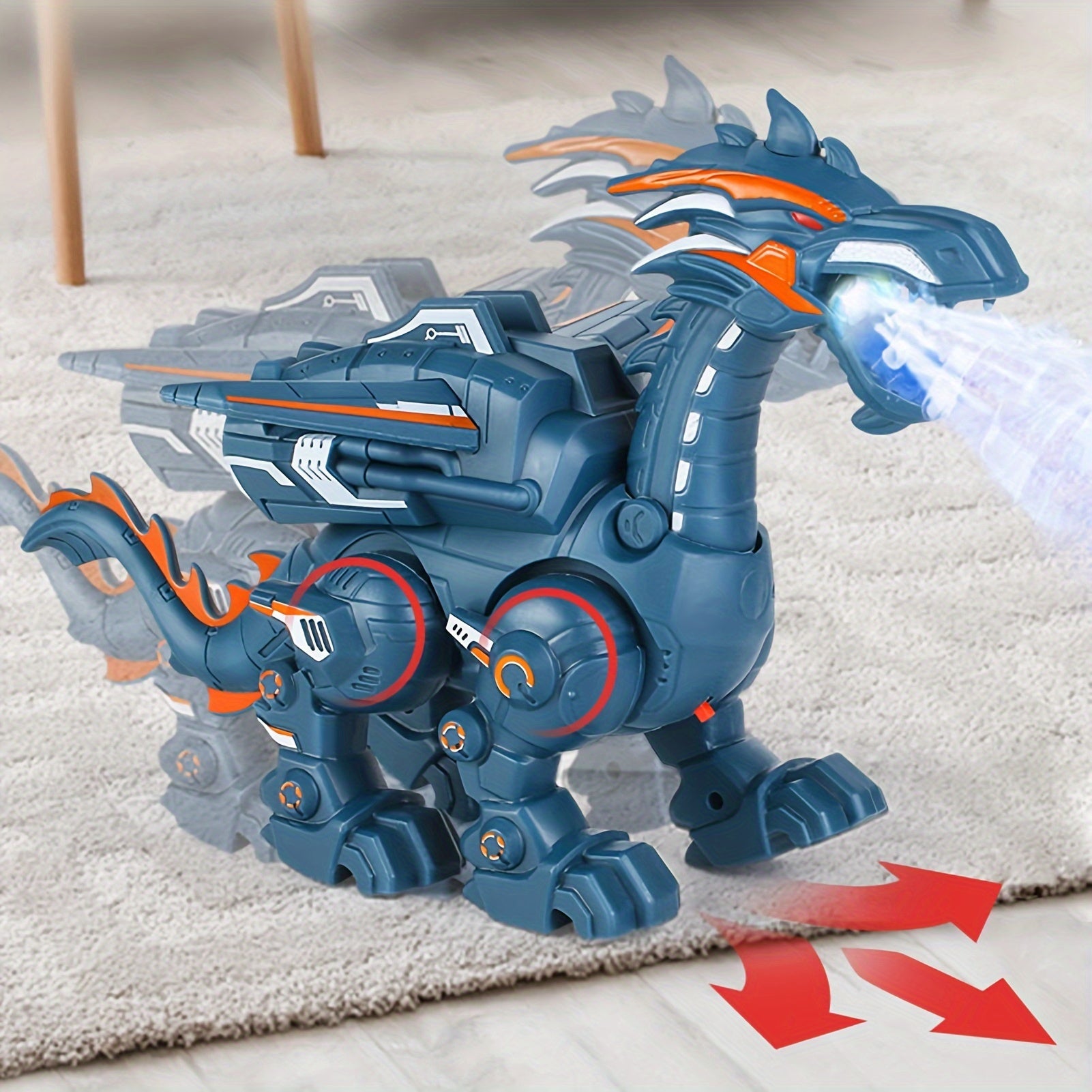 Elektrische Spray Mechanische Dinosaurus 'S Mechanische Oorlogsdraken die Vuur Kunnen Spuwen Dinosaurus Speelgoed Simulatiemodel, Perfect voor Halloween, Kerst en Verjaardag Cadeaus